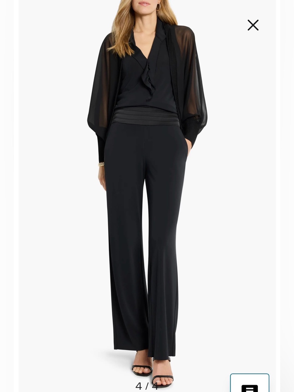 NWOT- NIC+ZOE Chiffon Crush Mixed Media Cardigan, Black, size M/L - Picture 4 of 12